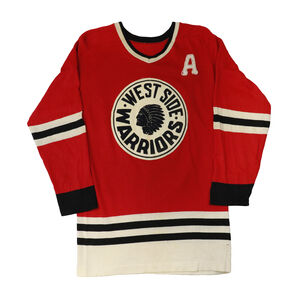 Vintage 60s West Side Warriors V-Neck Hockey Jersey Size M